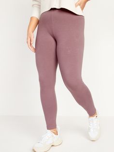 "The leggings you love just got better! Now with a heavier-knit fabric and a thicker, more supportive waistband.  Elasticized high-rise waistband.  Soft-washed cotton jersey, with comfortable stretch.  Tag-free label inside back waist for added comfo Everyday Fall Athleisure Leggings, Full Length Solid Leggings With Elastic Waistband, Solid Full-length Leggings With Elastic Waistband, Casual Tights With Elastic Waistband For Workout, Casual Comfort Stretch Workout Tights, Casual Elastic Tights For Loungewear, Casual Full-length Tights With Elastic Waistband, Casual Full-length Spring Leggings, Basic Activewear With Elastic Waistband For Spring