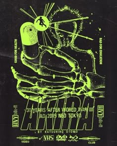 the poster for an upcoming event with neon green ink on black paper and yellow lettering