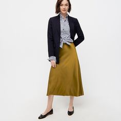 J.Crew: Pull-on Slip Skirt Elegant Fitted Fall Wrap Skirt, Elegant Fitted Wrap Skirt For Fall, Formal Pencil Wrap Skirt With Lining, Classic Long Lined Dress, Formal Spring Pencil Wrap Skirt, Classic Long Dress With Lined Skirt, Fall Relaxed Fit Lined Pencil Skirt, Fall Relaxed Lined Pencil Skirt, Fall Long Skirt Lined Dress