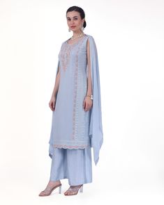 Arya Georgette Tiki Resham Embroidered Palazzo Suit. Readymade premium georgette fabric Enhanced with tiki & resham embroidery work Comes with dupatta, palazzo pants Sleeves attached as per image. Experience elegance and comfort with our Arya Palazzo Suit. Made with high-quality georgette fabric and featuring stunning Tiki Resham embroidery, this suit is perfect for any occasion. The palazzo pants provide a relaxed fit and added convenience. Resham Embroidery, Palazzo Suit, Georgette Fabric, Embroidery Work, Palazzo Pants, Relaxed Fit, Embroidery, Yellow, High Quality