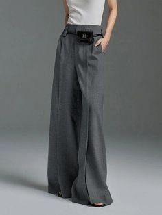 Top-sales in Pinterest Ⅱ Midi Skirts Summer, Casual Autumn Outfits Women, High Waist Long Skirt, Mode Boho, Grey Trousers, Straight Trousers, Pantalon Large, Wide Pants, Casual Fall Outfits