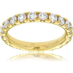 Royal 14K Yellow Gold Diamond Eternity Band - 2.00 Carat Total Diamond Weight Timeless 14k Gold Eternity Band With Diamond Cut, Classic Diamond Cut Eternity Band, Classic Diamond Bands With Prong Setting, Classic Diamond Band With Prong Setting, Timeless Yellow Gold Bands With Diamond Accents, Classic Vvs Clarity Eternity Band, Classic 14k Gold Diamond Ring For Everyday Luxury, Classic Eternity Band With Diamond Accents For Formal Occasions, Luxury Round Eternity Band With Prong Setting