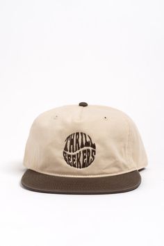 Brown Flat Bill Cotton Hats, Retro Brown Snapback Hat For Streetwear, Retro Brown Cotton Snapback Hat, Brown Cotton Snapback Hat With Flat Brim, Beige Adjustable Six-panel Baseball Cap, Adjustable Beige Six-panel Baseball Cap, Brown 5-panel Trucker Hat For Streetwear, Brown Cotton Trucker Hat With Flat Brim, Casual Brown Six-panel Trucker Hat