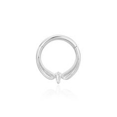 Indulge in elegance with the Honeymoon clicker. This luminous hinged ring features a small center Baguette CZ and a sleek, concave gold clicker design. Show off its subtle sparkle and smooth finish in a Septum or Daith piercing. (1) 1.5mm x 2.0mm Tapered Baguette CZ Solid 14K Yellow, Rose or White Gold Sold as a single Lifetime guarantee against any manufacturing defects 16G Ember orders are filled on average within 1-2 weeks. Please see our Shipping and Fulfillment page for more information. Elegant Small Hoop White Gold Rings, Elegant Huggie Rings With Polished Finish, Elegant White Gold Huggie Rings, Elegant Silver Septum Ring With Halo, Elegant Everyday Septum Ring, Elegant Silver Small Hoop Septum Ring, Silver 14k Gold Septum Ring For Wedding, 14k Gold Silver Septum Ring For Wedding, Elegant White Gold Hoop Septum Ring