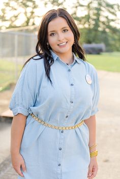 Introducing our must-have Light Wash Denim Breezy Shirt Dress! This mini dress features a collared neckline and short puff sleeves for a touch of femininity. With a flowy fit and pockets on both sides, it's both stylish and functional. Upgrade your wardrobe with this effortlessly chic denim dress! runs slightly big little stretch model, Emma is wearing a size medium Boutique Trends, Denim Chic, Light Wash Denim, Romper Dress, New Tops, Long Sweaters, Outerwear Jackets, Long Sleeve Sweater, Short Tops