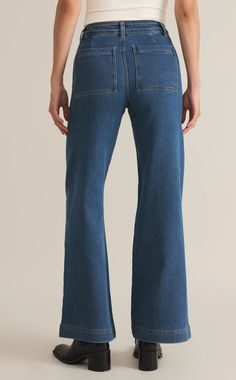 We're excited to debut this chic mid-rise wide leg trouser, crafted from premium heavyweight denim for a sophisticated look and durable feel. With patch pockets at the back, a structured waistband, and wide hem detail, these full-length trousers offer timeless style. High rise Full length Zip fly with button closure Back Pockets Midweight Wide leg Knit Denim: 92% Cotton, 7% Polyester, 1% Spandex Vintage Indigo Denim Wide Leg, Perfect White Tee, Knit Denim, Denim T Shirt, Vintage Indigo, Dress Hats, Denim Trousers, Wide Leg Denim, Romper Pants