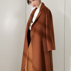 Buddhatrends Brown / XS Wool blend coat Long Brown Outerwear For Work, Long Wool Coat With Pockets For Fall, Long Sweater Coat For Fall Workwear, Solid Cashmere Long Coat, Solid Color Long Cashmere Coat, Elegant Cashmere Sweater Coat For Fall, Elegant Oversized Long Wool Coat, Solid Cashmere Sweater Coat For Fall, Oversized Brown Wool Coat For Fall