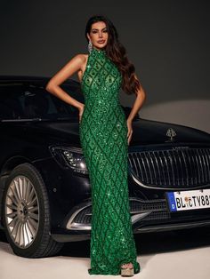 Liora Sequin Crystal Maxi Dress In Green Glamorous Dress, Carpet Outfits, Red Carpet Outfits, Shapewear Tops, Event Dress, Sequin Design, Image Model, Glamorous Dresses, Jumpsuits And Romper