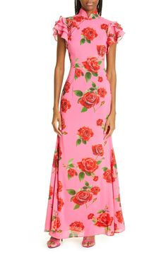 Lender Description ﻿US Size 4 fits true to size silk. I’m 5’5” typically wear a small so this fits perfectly. Brand Description Rich romantic roses sweeten this head-turning maxi designed with layers of ruffles fluttering at the sleeves. Chic Rose Print Maxi Dress, Chic Maxi Dress With Rose Print, Elegant Rose Print Spring Maxi Dress, Elegant Rose Print Maxi Dress For Spring, Elegant Spring Maxi Dress With Rose Print, Feminine Evening Dress With Rose Print, Elegant Rose Print Maxi Dress, Elegant Maxi Dress With Rose Print, Elegant Rose Print Maxi Dress For Garden Party