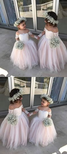 Pink Off-the-Shoulder Lace Flower Girl Dresses ,Cheap Toddler Flower Girl Dresses,FGY0201 #flowergirldresses#flowergirldress#cuteflowergirldresses#longflowergirldresses Long Sleeve Bridesmaid Dress, Lace Ball Gowns, Boda Mexicana, Pink Bridesmaid Dresses, Flower Girl Dress Lace, Quince Ideas