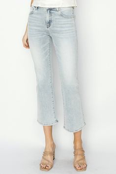 Elevate your fall style with our RISEN Mid-Rise Cropped Flare Jeans. These jeans feature a mid-rise and cropped length. Free Shipping. Shop Now! Risen Jeans, The Flare, Cropped Flare Jeans, Baywatch, Cropped Flares, Swimwear Cover Ups, Denim Wash, Denim Pants, Flare Jeans