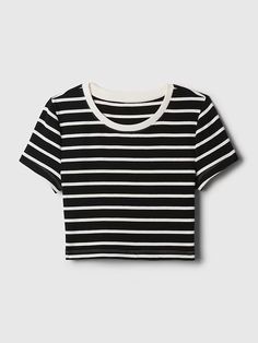 Modern Rib Cropped T-Shirt | Gap Casual Ribbed Cropped Cotton T-shirt, Basic Ribbed Cropped T-shirt For Summer, Trendy Cotton Gap T-shirt, Trendy Everyday Gap Tops, Basic Ribbed Cropped T-shirt, Trendy Relaxed Fit Gap Tops, Gap Trendy Relaxed Fit Tops, Gap Relaxed Fit Trendy Tops, Spring Trendy Cropped T-shirt With Scoop Neck