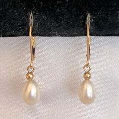 Lever Closure Approx 2.75cm Long Approx 1gm / 0.05oz Together Classic Pear-shaped Gold Earrings, Classic Dangle Earrings With High Luster, Classic Pearl Earrings With French Hook For Formal Occasions, Classic Yellow Gold Pearl Earrings With High Luster, Classic Gold Jewelry With Pearl Drop, Formal Gold Teardrop Earrings With Lever Back, Classic High Luster Pearl Drop Earrings, Classic Drop Jewelry With French Hook, Classic Yellow Gold Jewelry With Matching Earrings