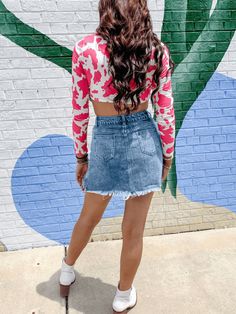 Be a dazzler in the Krysten Denim Mini Skirt! This awesomely fashionable skirt features elegant sequins and an on-trend fringe tassel hem, so you'll never blend in with the crowd. Step into the night in standout style! #shinebright Size Guide: Influencer is 5’6” tall, and has a 33.25” bust, 26.5” waist, & 35.6” hips. She is wearing a S / US 4 / AU 8. This Skirt is true to size. Material: 100% cotton. Feature: Denim Fabrication. Sequins Fringe Pocket. Pocketed. Tassel Hem. Care Instructions: Mach Rhinestone Skirt, Reindeer Headband, Black Denim Skirt, Into The Night, Dress Jewelry, Daily Dress, Tassel Fringe, Denim Mini, Denim Mini Skirt