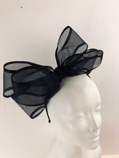 Black bow Fascinator - Bow Wedding Headpiece -chiffon and satin bow- Kentucky derby- Big bow Headband Hi, This triple bow headband has a handmade 4 inch chiffon with black satin edge. 10 inches long. It's sprayed with stiffener to hold its shape. Colors: Black Navy It's all placed on a 1/8 inch covered headband. This covered headband fits any head size and very comfortable. Plus no headaches! Pick a headband that matches Your hair color so it blends in. Light weight! For all ages...5 to 85 I am Elegant Satin Bow Headband, Elegant Adjustable Bow Hair Accessories, Elegant Adjustable Ribbon Headband, Evening Headband With Satin Bow, Satin Bow Headband For Party, Adjustable Satin Bow Headpiece For Party, Party Satin Bow Headband, Party Fitted Fascinator With Satin Bow, Adjustable Party Fascinator With Satin Bow