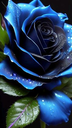 a blue rose with water droplets on it