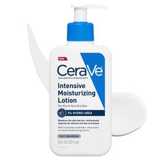 Developed with dermatologists, CeraVe Intensive Moisturizing Lotion is formulated with Hydro-Urea™, a unique complex to help replenish skin's natural moisturizing factors, 3 essential ceramides, MVE Delivery Technology, and shea butter to intensely hydrate, restore and help strengthen the skin barrier. This rich, creamy, hydrating body lotion penetrates skin's surface layers to deeply hydrate and relieve itch due to dryness without leaving behind any greasy or sticky residues. This body moisturi Hydrating Body Lotion, Foaming Face Wash, Moisturizing Lotion, Body Moisturizers, Polysorbate 80, Itchy Skin, Moisturizing Lotions, Daily Moisturizer, Skin Barrier