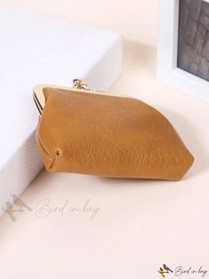 Bird in Bag - Minimalist Coin Purse Lock Box Chic Rectangular Case Bag With Card Slots, Chic Bags With Card Slots, Rectangular Coin Purse For Daily Use, Daily Use Portable Rectangular Coin Purse, Minimalist Brown Clutch Bag, Minimalist Gold Rectangular Bag, Gold Rectangular Minimalist Bag, Gold Minimalist Rectangular Bag, Chic Bags With Interior Card Slots As Gift