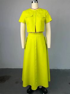 This two piece set for women is perfect for summer holidays, featuring a loose silhouette and ankle-length dresses. The main fabric is a polyester and cotton blend from Guangdong, China. With a comfortable elastic waist and no closure, this set is both stylish and easy to wear. The fabric content is between 91% - 95% and there are no decorative elements. The design is simple yet fashionable, making it a great choice for casual wear. Released for summer 2024, this set is expertly crafted with TAT Summer Two-piece Midi Dress, Spring Sets With Pockets, Summer Two-piece Midi-length Dress, Solid Color Sets With Pockets For Spring, Two-piece Midi Length Summer Dress, Spring Vacation Two-piece Maxi Dress, Spring Two-piece Maxi Dress For Vacation, Two-piece Maxi Dress For Spring Vacation, Casual Two-piece Skirt Set For Spring