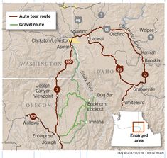 a map of the route from washington to oregon