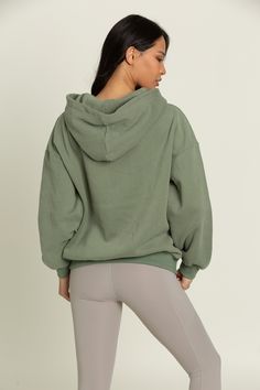 Our perfectly oversized Green GH Sport Hoodie Sweatshirt gives you the feeling of comfort and style in one staple hoodie. The dual side pockets give you an extra place to keep everyday essentials. Along with a hood to allow you to change your look to match wherever you're off to next. Comfortable Sweatshirt With Adjustable Hood For Loungewear, Green Athleisure Sweats With Drawstring Hood, Green Drawstring Hood Sweats For Athleisure, Comfortable Sweats With Drawstring Hood, Relaxed Fit Hoodie With Kangaroo Pocket For Fall, Relaxed Fit Hooded Cozy Sweats, Oversized Long Sleeve Activewear With Kangaroo Pocket, Cozy Hooded Sweats With Relaxed Fit, French Terry Hoodie With Pockets