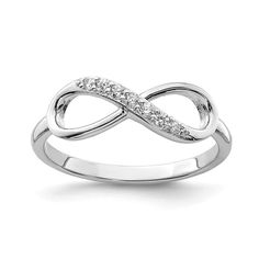 Sterling Silver Rhodium-plated with CZ Infinity Ring Diamond Infinity Ring, Infinity Band Ring, Infinity Diamond Ring, Infinity Band, Sterling Silver Rings Bands, Infinity Ring, Band Jewelry, Silver Band Ring, Fine Jewelry Gift