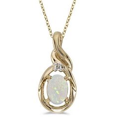 Oval Opal & Diamond Pendant Necklace 14k Yellow Gold (0.55ctw) Luxury Multi-stone Oval Pendant Jewelry, Luxury Tarnish Resistant Oval Pendant Necklace, Luxury Oval Pendant Chain Necklace For Formal Occasions, Luxury Modern Oval Pendant Necklace, Luxury Oval Pendant Drop Necklace As Gift, Luxury Gift Oval Pendant Drop Necklace, Luxury Formal Oval Pendant Rings, Luxury Oval Pendant Necklace With Large Pendant, Luxury Recycled Gold Necklace With Oval Pendant