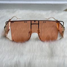 Brand New  Oversize Shield Sunglasses  Orange Lenses/Gold Frame Men | Women | Unisex  One Size UV 400 Protection Gucci Cat Eye Sunglasses, Quay Sunglasses, Coach Sunglasses, Tortoise Shell Sunglasses, Tom Ford Sunglasses, Tortoise Sunglasses, Chanel Sunglasses, Shield Sunglasses, Rectangle Sunglasses