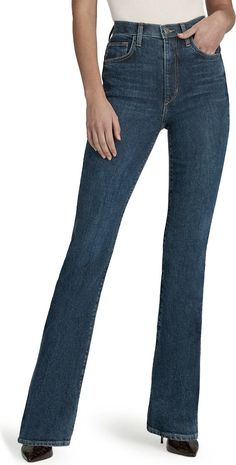 Favorite Daughter The Valentina Super High Waist Jeans | Nordstrom Dark Wash Stretch Straight Cropped Jeans, Dark Wash Straight Leg Flare Jeans With Five Pockets, Dark Wash High Rise Straight Fit Flare Jeans, Dark Wash High Rise Flare Jeans, Chic Dark Wash Straight Leg Jeans, Straight Cropped Jeans For Work In Dark Wash, Straight Dark Wash Cropped Jeans For Workwear, Straight Dark Wash Cropped Jeans For Work, Dark Wash Mid-rise Flare Jeans For Work