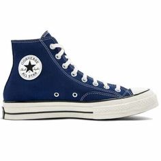 Find ideas๏ฟฝand inspiration for Converse Unisex CTA 70 Hi Canvas 172676C Midnight Navy/Egret, BNIB, Womens Shoes Navy Converse, Chuck Taylor Shoes, Cute Converse, Converse Low Tops, Blue Converse, Black Men Street Fashion, Converse Chuck 70, School Clothes, Chuck 70