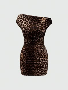 Y2K Leopard Print Sexy Asymmetrical Neck Bodycon Mini Dress Multicolor Sexy  Sleeveless Fabric Leopard Print,Textured Pattern Bodycon High Stretch  Women Clothing, size features are:Bust: ,Length: ,Sleeve Length: Leopard Print Mini Dress, Y2k Dress Outfit, Restaurant Dress, Party Dress Night Club, Dresses Png, Leopard Dresses, Leopard Print Party, Y2k Leopard Print, Dress Png