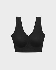 Black Bralette Shapewear Sports Bra With Removable Pads, Solid Color Full Coverage Seamless Bra, Seamless Full Coverage Solid Color Bra, Full Coverage Shaping Seamless Bra, Seamless Shaping Full Coverage Bra, Shaping Full Coverage Seamless Bra, Black Seamless V-neck Sports Bra, Seamless No-show Bra For Shapewear, No-show Seamless Shapewear Bra