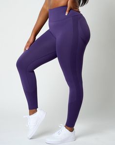 Ships within 48 hours M-F Featuring a high waist and a compressed waistband for a flattering fit, these SUJEY Scrunch Leggings in Amethyst are crafted with a buttery soft and ultra-stretch seamless knit fabric. The strategic ruched detail adds a stylish accent to the design, allowing for a comfortable and sleek look. Perfect for working out or relaxing at home, these leggings will be a wardrobe staple. Run small, we recommend sizing up for a better fit High waisted legging 3" waistband Elastic w Squat Proof Solid Color 4-way Stretch Yoga Pants, Solid Color Moisture-wicking Yoga Tights, Compressive Moisture-wicking Purple Yoga Pants, Compressive Purple Moisture-wicking Yoga Pants, Scrunch Leggings, Purple Compressive Moisture-wicking Leggings, Waist Trainer, Line Shopping, Sleek Look