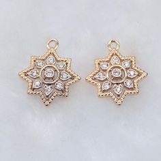 Hello, Welcome to our store! High quality ! color not easily tarnish, lead nickel free Material : Brass, Zircon Approx size:14.4x16.2mm Color : Gold Quantity : 10 Pcs We also carry a wide variety of other earring, pls check below link: https://www.etsy.com/shop/Charmjewelrygifts?ref=seller-platform-mcnav&section_id=33024071 Elegant Cubic Zirconia Charms For Jewelry Making, Cubic Zirconia Pendant With Flower Charm, Gold Jewelry With Sparkling Flower Stones, Diy Earrings Materials, Flower Charm Bracelet, Flower Branches, Flower Branch, Leaf Charms, Diy Charms