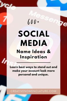 the words social media, name ideas and inspiration