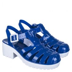 Heel Height: 2.4 In. (Approx.) Polyvinyl Side Buckle Closure Enclosed Toe Slingback All Man Made Materials Casual Blue Plastic Sandals, Blue Plastic Open Toe Sandals, Trendy Pvc Sandals For Summer, Blue Open Toe Plastic Sandals, Blue Open Toe Sandals With Plastic Material, Blue Plastic Sandals For The Beach, Blue Synthetic Jelly Sandals For Spring, Blue Synthetic Jelly Sandals For Summer, Blue Jelly Sandals For Spring Party