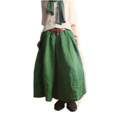 The skirt has big flare, flower shape. It's made of 100% linen, can be worn in autumn or winter time.  Elastic band on the waist. Size:   M: length-75cm,  L: length-80cm,  XL: length-90cm. Lenght is also customizable. Fall Linen Long Skirt, Green Linen Bottoms For Fall, Green Linen Lined Skirt Bottoms, Bohemian Flared Linen Skirt, Green Gathered Long Skirt, Linen Green Lined Skirt Bottoms, Bohemian Linen Flared Skirt, Green Cotton Maxi Skirt With Gathered Detail, Green Linen Relaxed Fit Skirt