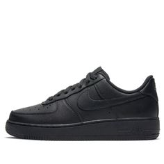 Nike Womens Air Force 1 '07 Triple Black Sneakers/Shoes Classic Fade-resistant Sneakers For Streetwear, Nike Air Force 1 Casual Lace-up For Streetwear, Casual Nike Air Force 1 With Fade-resistant Finish, Casual Nike Air Force 1 With Fade-resistant Detail, Casual Nike Air Force 1 Leather For Streetwear, Casual Leather Nike Air Force 1 For Streetwear, Classic Nike Air Force 1 Low-top Synthetic, Classic Nike Air Force 1 Low-top For Streetwear, Nike Air Force 1 Casual Streetwear