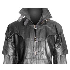 A truly stunning coat in the classic STEAMPUNK/GOTH/VAN HELSING style. It's hand-tailored from pure Leather for an exquisite feel & smell. If you look after this coat....it will last you a lifetime.Each leather panel we use is carefully selected to ensure a perfect match and great qualityIt features a zippered front closure and buttoned detailing on the sleeve and front. It's fully lined with black polyester and has a rear center vent with 2 side slash pocketsBat-Wing Lapels with twin buckled collar (can be worn up or down)Large Shoulder Cape5 Buckled Front ClosureFully Lined in Cool PolyesterAll seams double stitched for durability2 Slash Side PocketsAvailable in Medium, Long or Extra Long LengthsLength from top of rear collar to hem:Medium - 51" (129.5cm)Long- 54" (137cm)Extra Long - 57" Gothic Stand Collar Outerwear For Costume Party, Gothic Stand-collar Outerwear For Costume Party, Gothic Outerwear With Stand Collar For Costume Party, Gothic Long Coat Costume Outerwear, Gothic Long Coat For Costume, Gothic Long Coat For Costume Party, Gothic Outerwear For Fantasy Events In Winter, Medieval Long Coat For Halloween, Gothic Outerwear For Fantasy Events In Fall