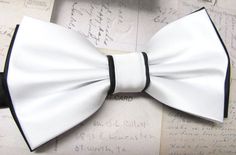 Mens Bow Ties. White Black Bow Tie. Wedding Bow by TieObsessed Classic White Bow Tie For Wedding, White Tuxedo For Black Tie Event, White Ties For Black Tie Events, Elegant White Bow Tie For Black Tie Occasions, Classic White Bow As Gift, White Bow Tie For Black-tie Events, Classic White Bow For Black Tie Occasions, Elegant White Bow Tie For Black-tie Events, White Bow Tie For Black Tie Events