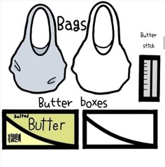 the instructions for how to make a bag with butter and other things in it, including scissors