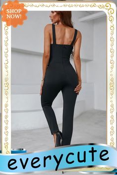 Crisscross Sleeveless Top Skinny Leg Jumpsuit Sleeveless Lined Jumpsuits And Rompers For Party, Fitted Bodysuit With Crisscross Spaghetti Straps, Fitted Jumpsuits And Rompers With Straps, Sleeveless Jumpsuits And Rompers For Night Out, Black Sleeveless Jumpsuit With Lined Body, Black Sleeveless Jumpsuits And Rompers With Lined Body, Black Sleeveless Jumpsuit Or Romper With Lined Body, Black Sleeveless Lined Jumpsuits And Rompers, Chic Jumpsuits And Rompers With Crisscross Straps