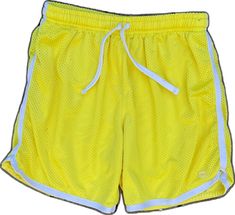 a yellow shorts with white piping on the side