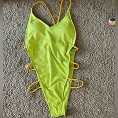 Shein Lime And Gold One Piece Swimsuit Nwot Never Worn! Just Didn’t Like The Fit Of The Suit. Small Spot On Inside Liner As Shown In Pictures. I’m Sure You Could Wash It Out. I Left The Try On Sticker Inside. Summer Yellow Bodysuit For Pool, Yellow Bodysuit For Pool In Summer, Yellow Bodysuit For Summer Pool, Yellow Lined Swimwear For Summer, Neon Yellow Party Swimwear For Summer, Yellow Summer One Piece For Beach, Yellow Lined Swimwear For Vacation, Yellow One Piece Swimwear For Beach, Yellow Beachwear One Piece For Swimming