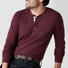 Add smart everyday styling essentials to your cold-weather wardrobe with this St. John's Bay men's henley neck top. Made from a heathered recycled cotton blend, this classic-fit pullover has a button placket closure and long cuffed sleeves. Wear it with jeans or pants. Closure Type: Button, Pullover HeadFit: Classic FitNeckline: Henley NeckSleeve Length: Long SleeveSleeve Style: Cuffed SleeveApparel Length: 29 InchesFiber Content: 60% Cotton, 40% Recycled PolyesterFabric Description: WaffleCare… Everyday Fall Henley, Classic Henley For Fall Layering, Classic Henley For Layering In Fall, Classic Cotton Henley For Winter, Classic Winter Cotton Henley, Winter Cotton Tops With Henley Neckline, Casual Henley For Winter Layering, Winter Cotton Top With Henley Neckline, Casual Winter Henley For Layering