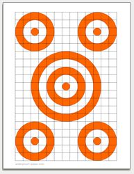 an orange and white pattern with four circles on the same grid, in different sizes