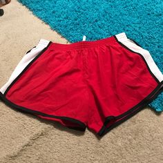 Red White And Black Sport Shorts Brand New Never Been Worn!! Size Xl Red Gym Shorts With Built-in Shorts, Red Sportswear Bottoms For Gym, Red Gym Bottoms With Built-in Shorts, Red Stretch Gym Shorts, Red Casual Activewear For Sports, Red Casual Activewear For Jogging, Casual Red Activewear For Jogging, Casual Red Activewear, Red Stretch Sporty Shorts