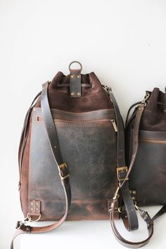 Leather Backpack for Men | Brown Leather Backpack | Qisabags Leather Backpack For Everyday Carry, Rugged Leather Backpack For Travel With Adjustable Strap, Rugged Leather Travel Backpack With Adjustable Strap, Leather Backpack With Waxed Finish For Everyday, Waxed Leather Satchel Backpack, Functional Leather Backpack With Leather Handles, Rugged Backpack With Adjustable Strap For Everyday Use, Leather Shoulder Bag For Everyday, Leather Everyday Carry Backpack