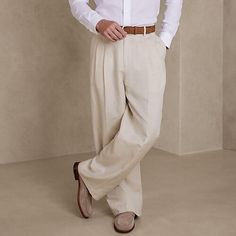 Season:Spring  Summer; Fabric:Linen Cotton Blend; Gender:Men's; Style:Basic,Fashion; Occasion:Holiday,Daily,Casual; Fit Type:Regular Fit; Function:Breathable,Comfort; Waistline:Mid Waist; Pattern:Plain; Design:Front Pocket,Straight Leg; Pants Type:Dress Pants,Linen Pants,Pleated Pants,Summer Pants; Fly Type:Button; Front page:FF; Listing Date:12/20/2023; Hips:; Length:; Waist:; Fit US Size: Classic Full-length Bottoms For Summer, Classic Full-length Summer Bottoms, Summer Full-length Chinos With Pockets, Classic Full Length Non-stretch Pants, Tailored Casual Long Pants, Tailored Summer Trousers, Summer Business Casual Full Length Pants, Casual Beige Full-length Dress Pants, Full Length Business Casual Summer Pants