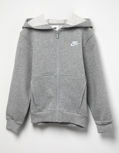 Nike Sportswear Club Fleece Zip-Up Hoodie. Zip Up This Fleece Hoodie To Keep You Cozy And Comfortable. Smooth On The Outside, Brushed Soft On The Inside, This Lightweight Fleece Is An Easy Layer When You Want A Little Extra Warmth. Perfect For Layering Over Flannels, Button Ups And Dresses, Look To This Versatile Piece When A Pullover Just Won't Do. Store All Your Snacks And Treasures In The Large Front Pocket. Ribbed Hem And Cuffs. Embroidered Futura Logo. 80% Cotton, 20% Polyester. Machine Was Nike Zip Up Hoodie, Nike Zip Up, Nike Hoodie, Fleece Hoodie, Nike Sportswear, Kids Hoodie, Apparel Accessories, Heather Grey, Zip Ups